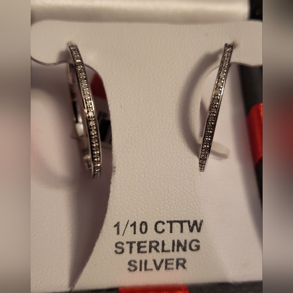 Jewelry - Diamond Hoop Earrings in Sterling Silver